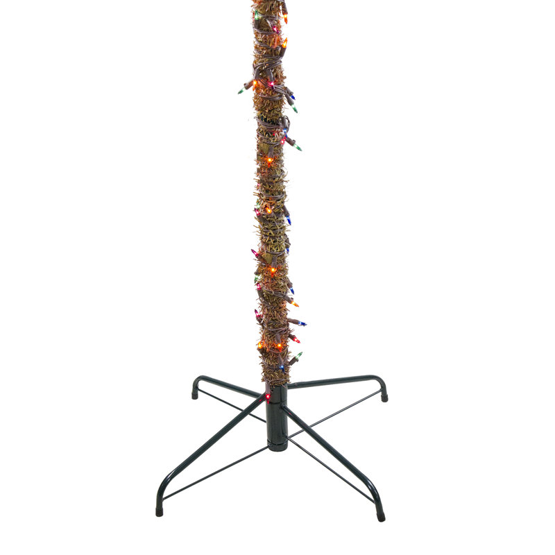 6' White Plastic Pre-Lit Outdoor Palm Floor Plant