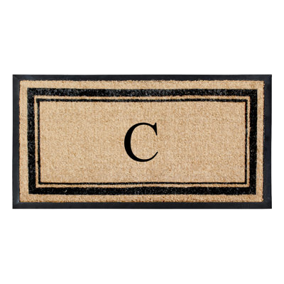 Markham Classic Border Monogrammed Outdoor Entrance Doormat, 24"x48" — Heavy-Duty, Durable, Non-Slip Door Mat