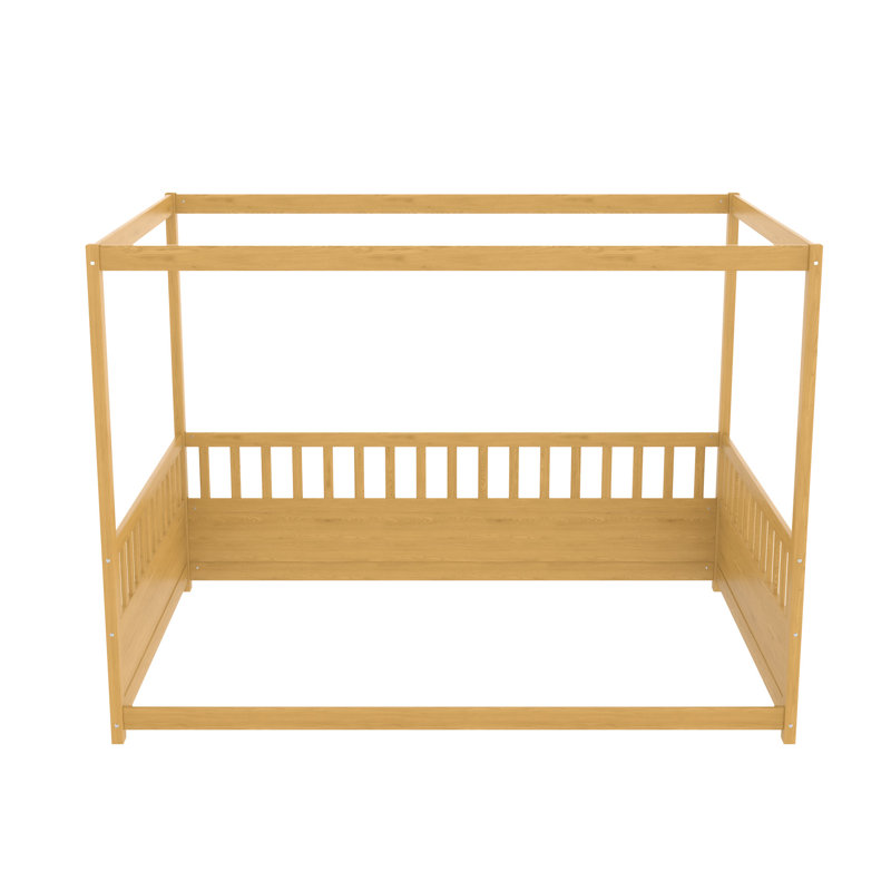 Lit de plancher pour - sécuritaire et pratique avec garde-corps en bois naturel de fabrication complète