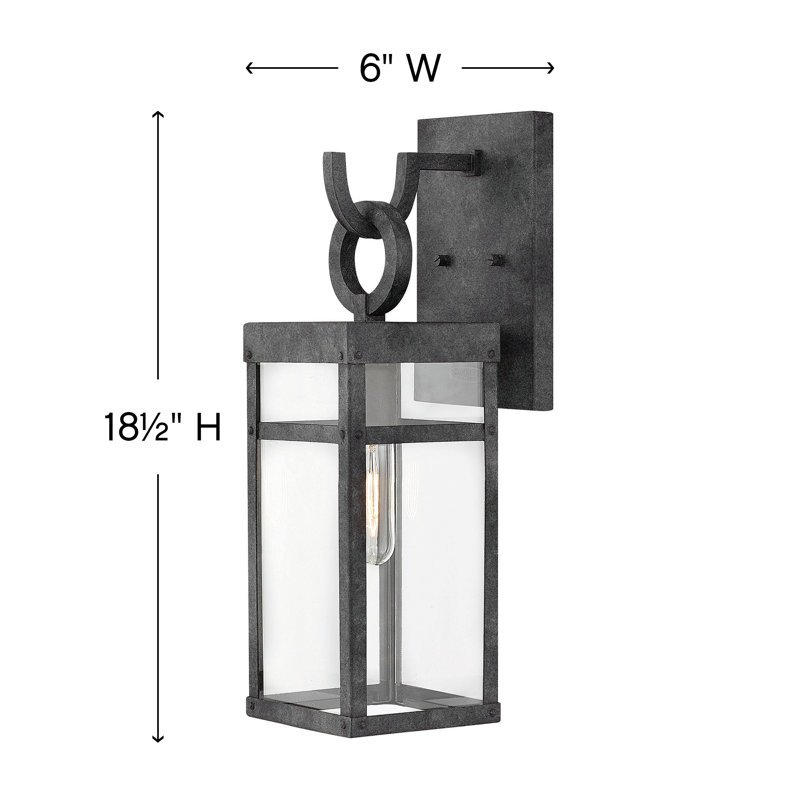 Porter Outdoor Wall Lantern, 18.5" H x 6" W x 7.5" D, Aged Zinc