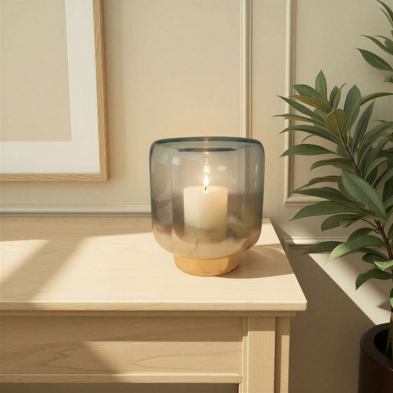 Mercury Glass Hurricane Candle Holder