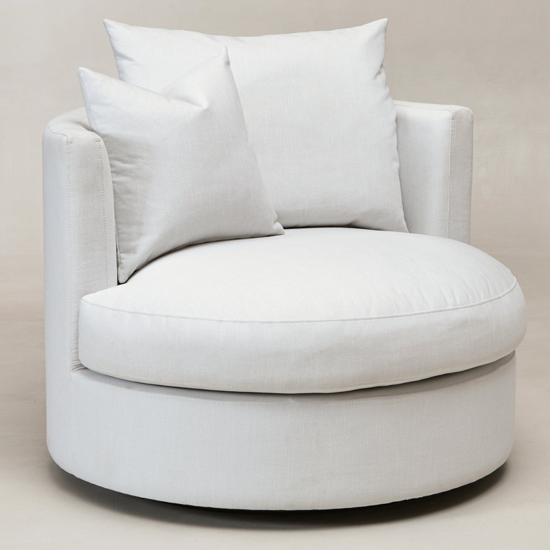 Fauteuil demi-tonneau pivotant Freya, Tissu performance crème