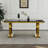 7 Piece Luxury White And Gold Dining Table Set With 6 White Leather Dining Chairs-551457633-551457647-551457645