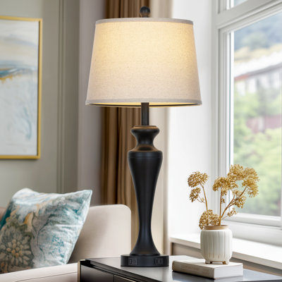 30” Modern Touch Control Table Lamp Set with USB & Type-c Ports, Bulb Included