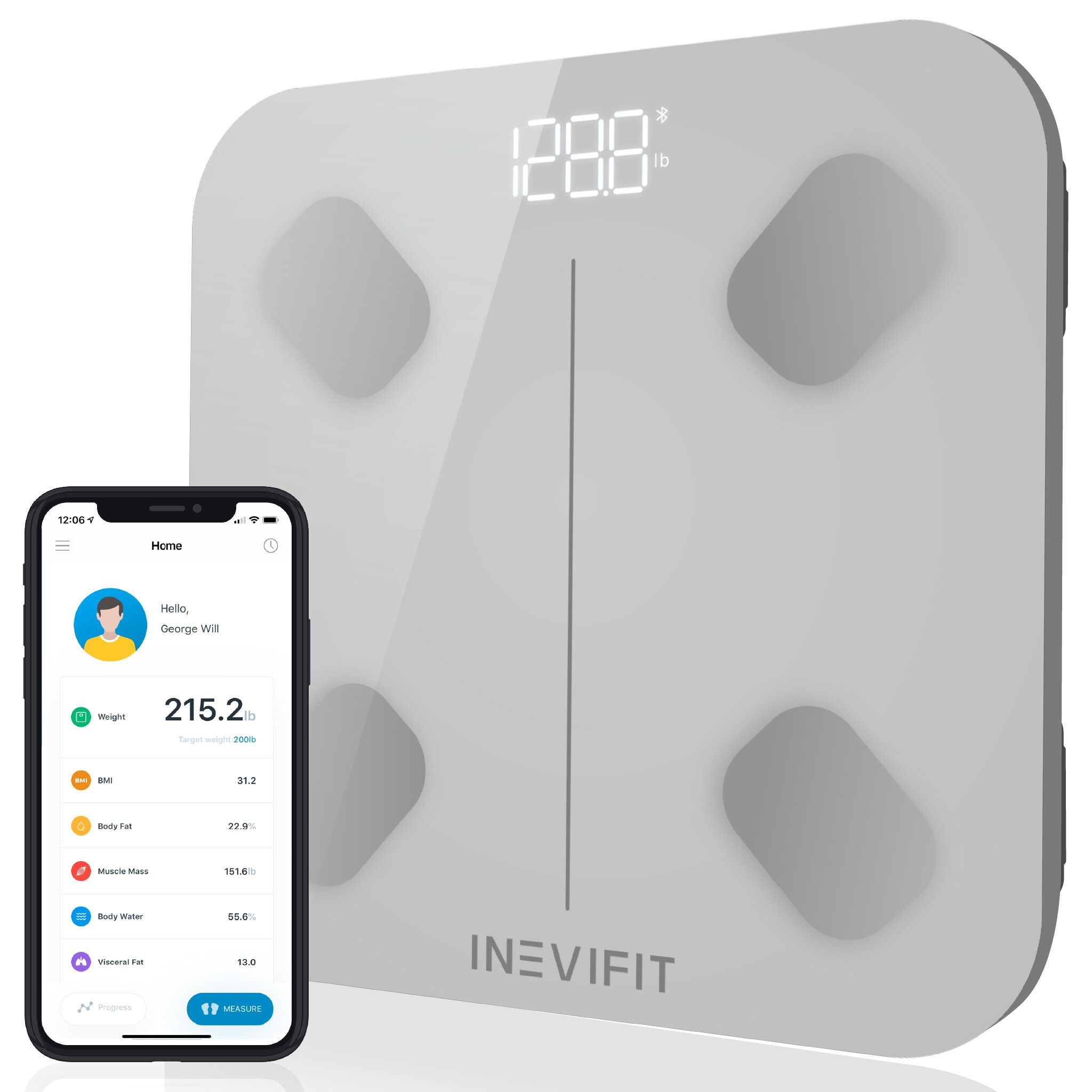 INEVIFIT Smart Body Fat Scale, Highly Accurate Bluetooth Digital Bathroom  Body Composition Analyzer, Measures Weight, Body Fat, Water, Muscle, BMI