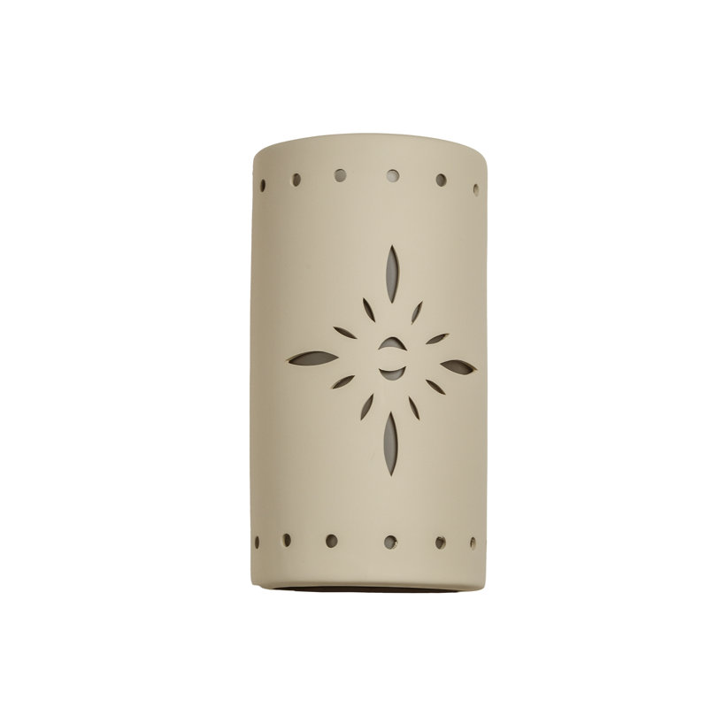 Ninamarie Ceramic Outdoor Wall Light, LED Bulb Included, 17" H x 9.25" W x 5.25" D, Cottonwood