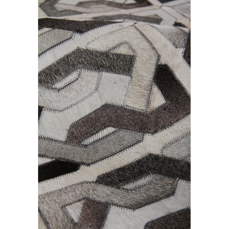 Natural Hide Cowhide Geometric Area Rug, Rectangle 11'6" x 14'6"