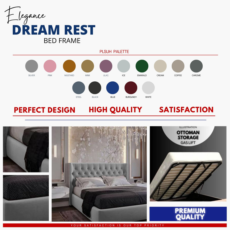 Rebeca Wingback Ottoman Storage Bed - Plush Velvet Gas Lift Bed Frame with Headboard, Super King (6'), Silver