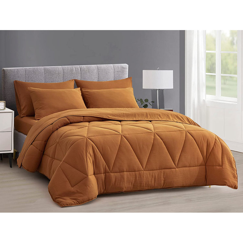 Microfiber Bed in a Bag Comforter Set, Full / Double Comforter + 6 Additional Pieces, Spice