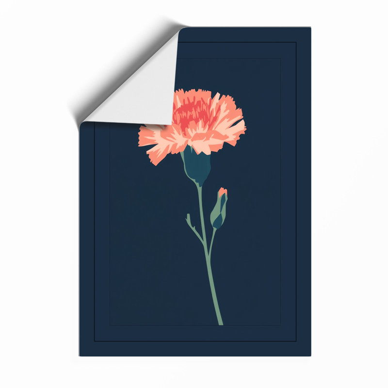 Coral Carnation Botanical - Framed Print, A3 - 42.0 x 29.7 cm, Unframed