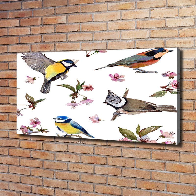 Birds Cherry Blossoms 1 Piece Wrapped Canvas Wall Art