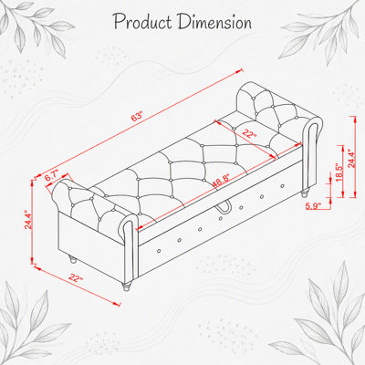 63" Bed Bench Beige Fabric
