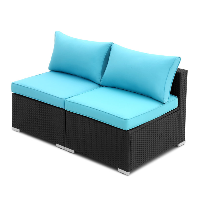 Chaise de patio avec coussins Annalynn, Bleu