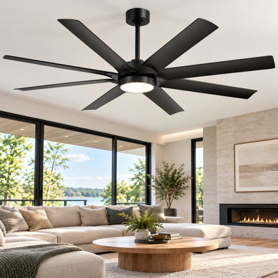 Ventilateur de plafond de 72 pouces avec lumière et télécommande, moteur CC réversible silencieux, 6 vitesses, éclairage DEL 3CCT