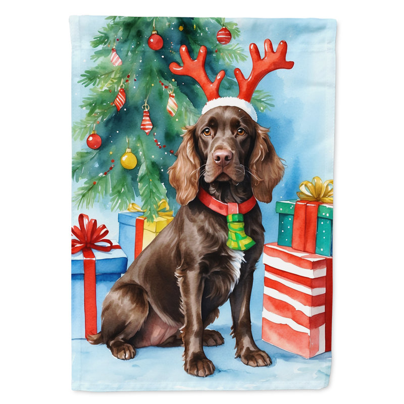 Drapeau de Noël renne de jardin, Épagneul Boykin