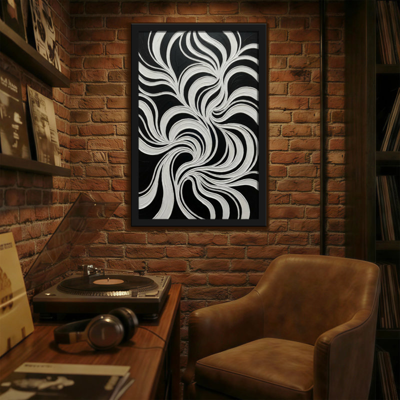 Abstract Black And White Swirl Pattern Design
