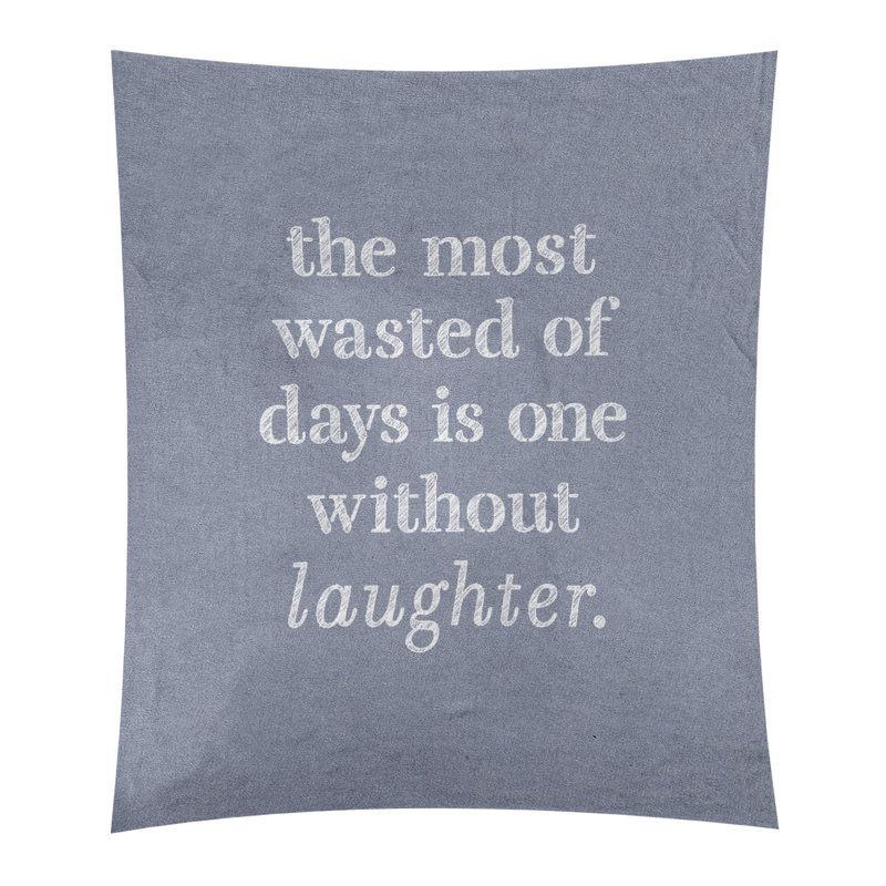 Tapisserie en polyester pour citation de rire, H 27,5 po x l 37,5 po, Bleu / blanc