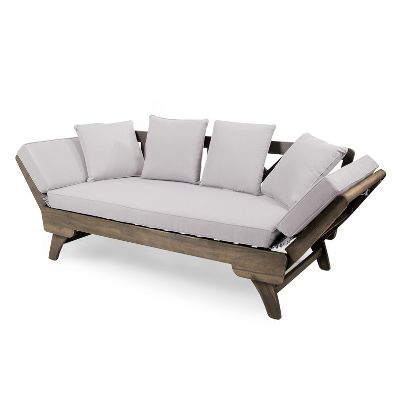 Lit de jour d'extérieur avec coussins Lauire, Coussin gris clair / structure grise