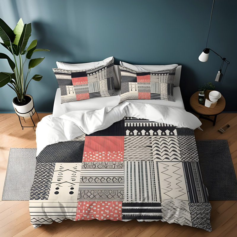 Polyester Abstract Duvet Cover, Twin Duvet Cover + 1 Queen Sham