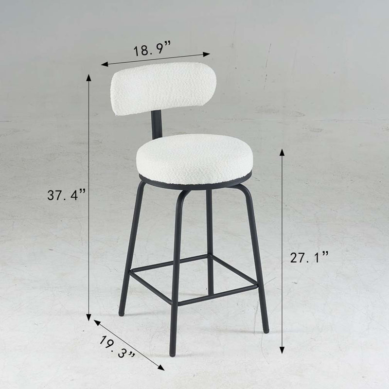 Tabourets de bar pivotants et rembourrés, Blanc