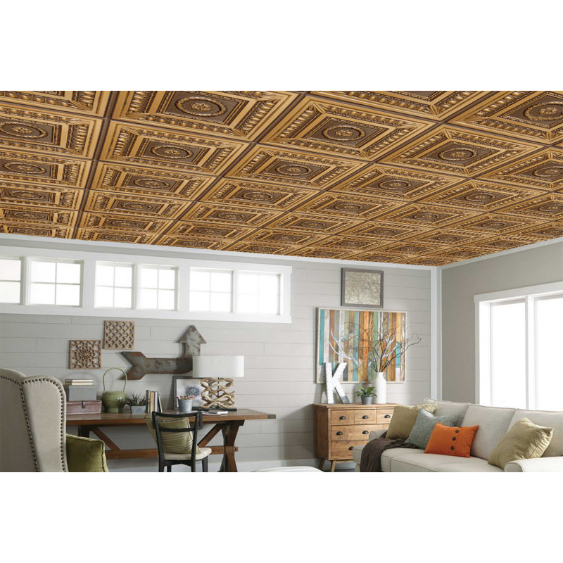 Carreau de plafond en PVC 2 pi x 2 pi Falkirk Perth, Or antique