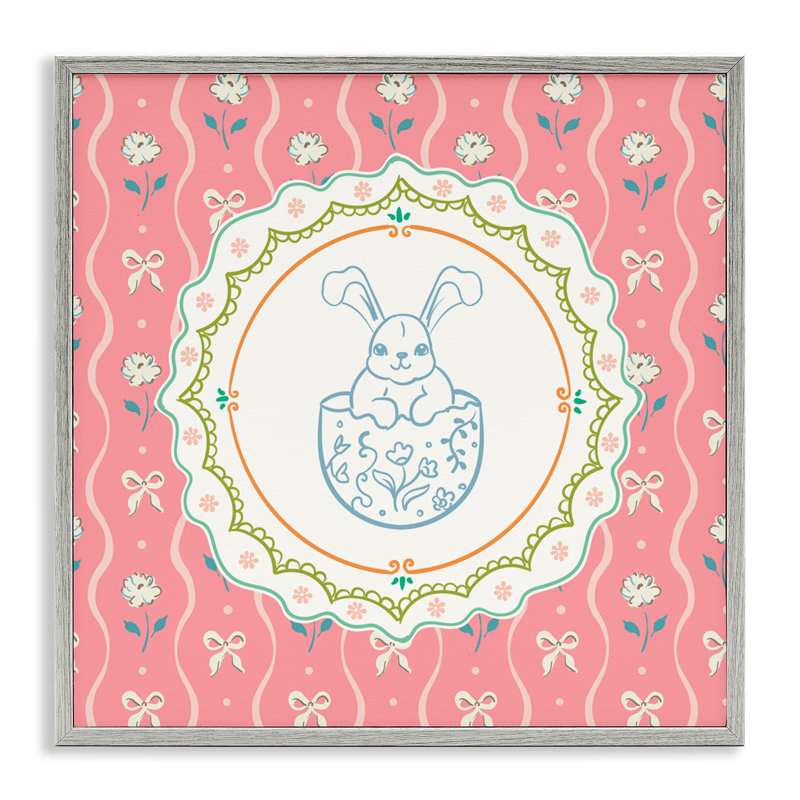 Lapin de printemps et coquille d'œuf, estampe numérique, design par Angela Steahling, H 24 po x l 24 po