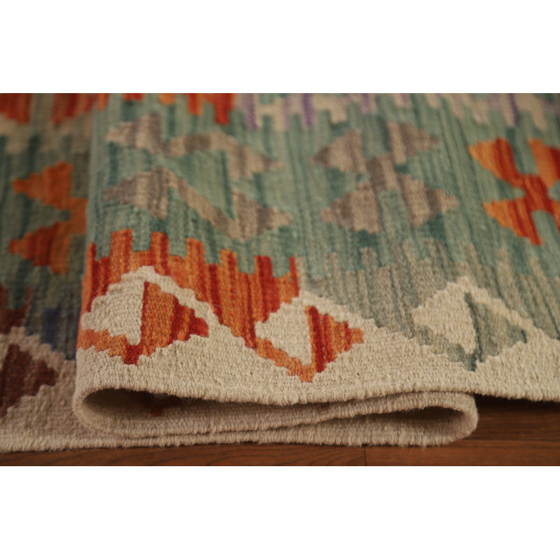 Tapis réversible en laine Kilim 10 x 13