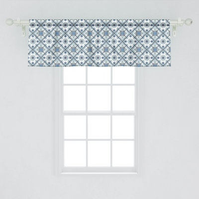 Ambesonne Azulejos Valance Pack of 2 Bluish Ethnic Floral Motif  Blue