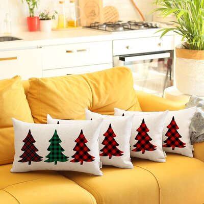 (Set of 4) Christmas Plaid Lumbar Decorative Pillow Covers -  Mike&Co. New York, SET4-717-3193-3194