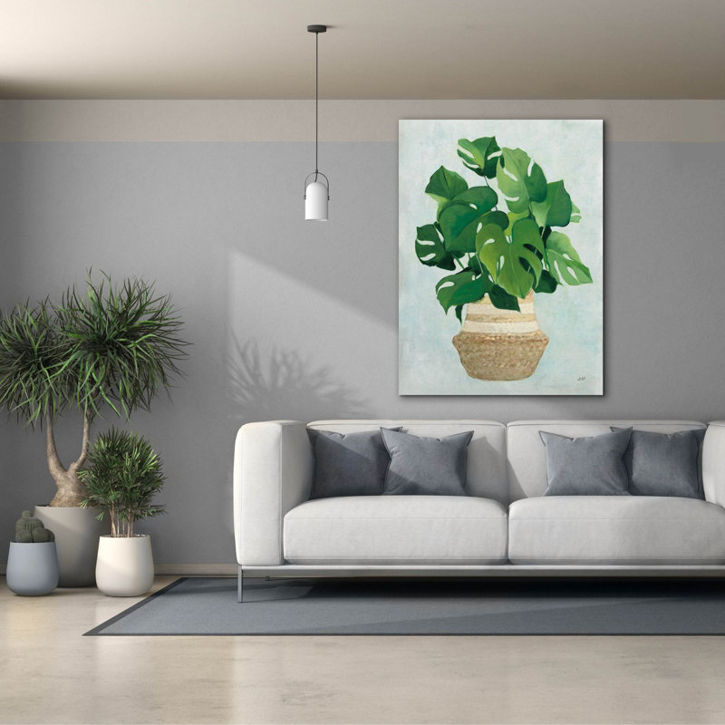 «Woven Palm 1» par Julia Purinton, art mural sur toile, H 54 po x l 40 po x P 1,5 po