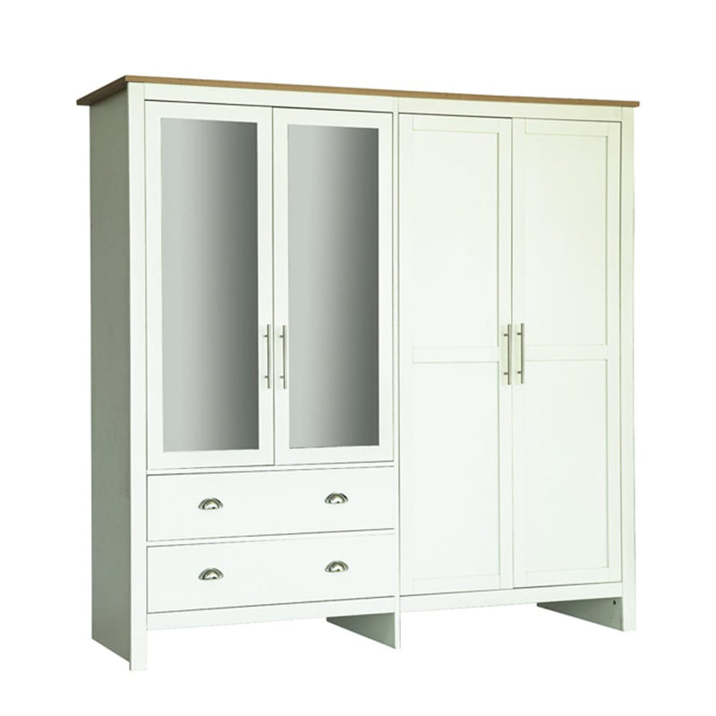 Abhiram 4 Door Manufactured Wood Wardrobe, White