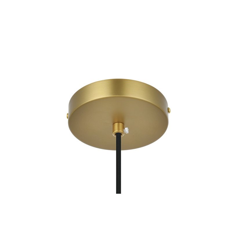 Luminaire suspendu cylindrique à une lumière avec accents de verre Chamberland, Doré