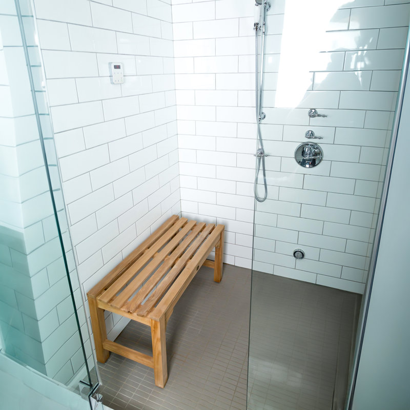Teak Shower Bench, 17.75" H x 47.25" W x 15.75" D