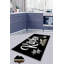 Tapis en polyester tissé à la machine en noir / blanc / gris-1778082584