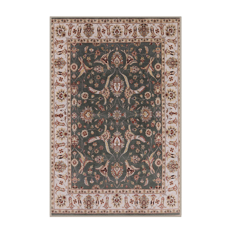 Tapis oriental vert / rouge Lok, Rectangle 7 pi x 10 pi