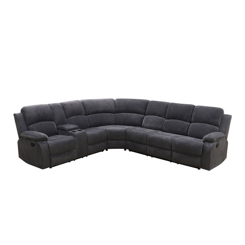 Ensemble de canapé modulaire inclinable Velouroy Velora, Velours côtelé gris