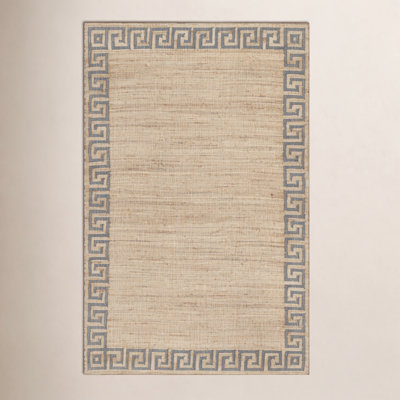 Orchard Greek Key Blue Hand-Woven Jute Rug