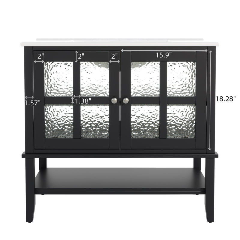 36" Bathroom Vanity With Ceramic Sink, Black