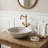 17 Inch White Marble Bathroom Round Vessel Sink With Polished Finished-120798287