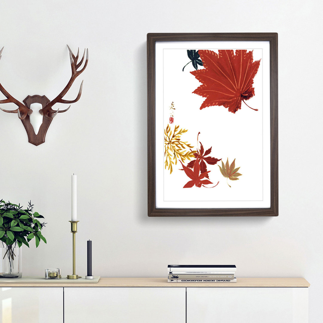 Maple Leaves by Shibata Zeshin - Framed Print