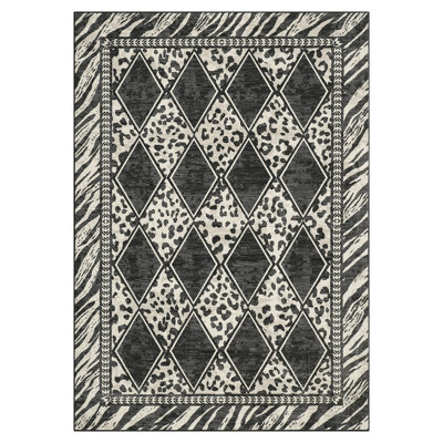 Leopard Rugs for Living Room 6x9, Washable Animal Print Large Area Rugs for Bedroom Non Slip, Cream
