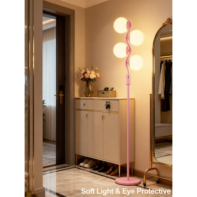 Lampe sur pied 64 pouces à intensité variable avec 4 ampoules G9, lampe sur pied de style Mid-Century avec gradation continue pour le salon et la chambre à coucher