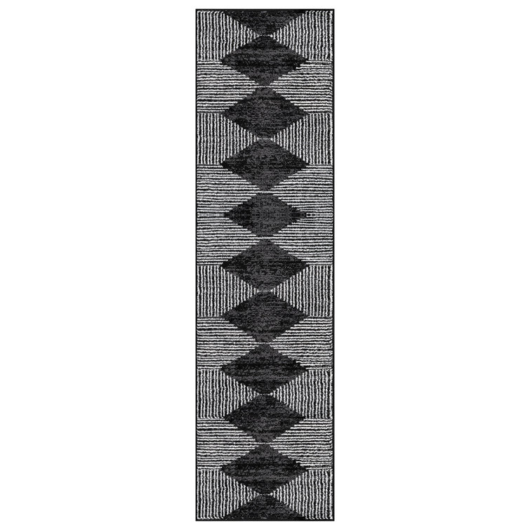 Black Ivory Geometric Stripe Area Rug