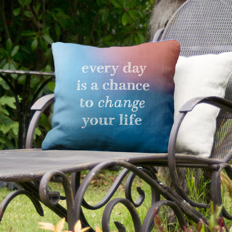 Outdoor Reversible Throw Pillow, 18" x 18", Blue/Pink