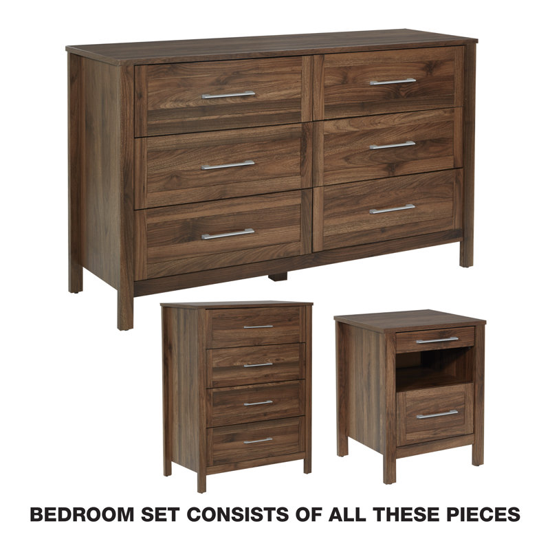 Ensemble de commode 3 pièces Saverne, Noyer classique