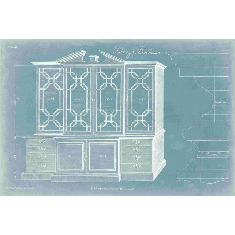 " Chippendale Library Bookcase II " by Thomas Chippendale, 8" H x 12" W  