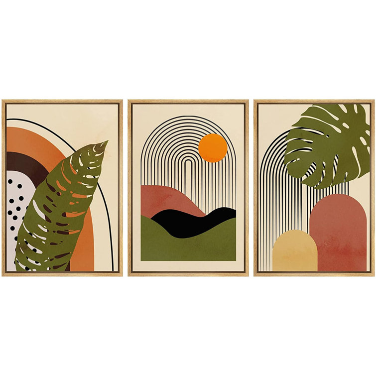 IDEA4WALL Framed Canvas Print Wall Art Set Mid-Century Tropical Palm Leaf  Landscape Abstract Nature Illustrations Modern Art Nordic Zen Decorative  For Living Room, Bedroom, Office Wayfair Canada