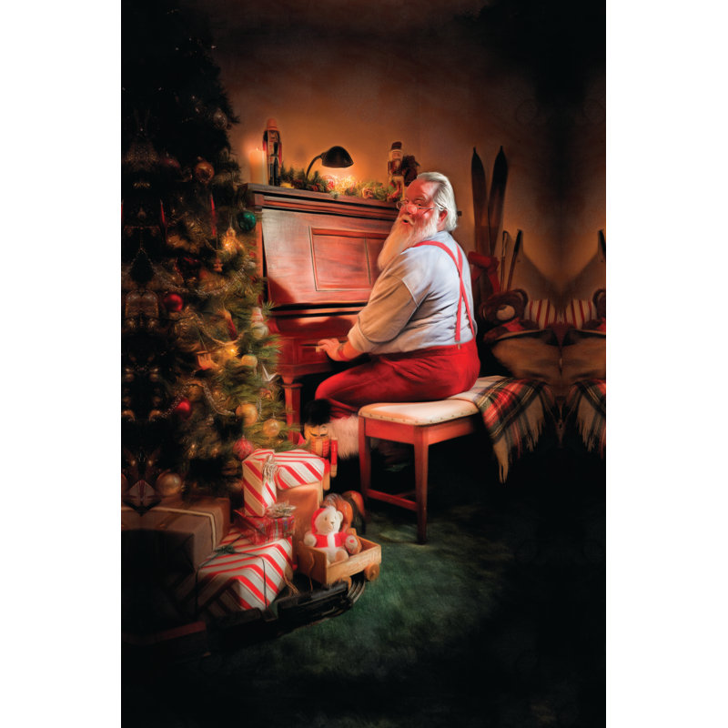 Santa On The Piano - Wrapped Canvas Print, 91cm H x 61cm W x 3.8cm D