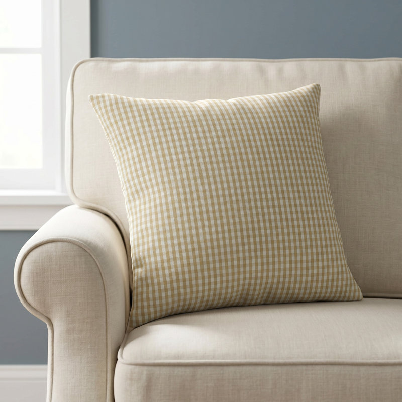 Henriette Plaid Cotton Reversible Throw Pillow, Black, 20" H x 20" W