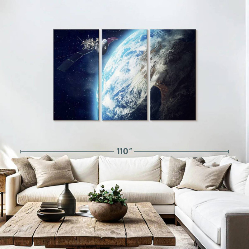 Satellite Revolving Earth, 48" H x 74" W